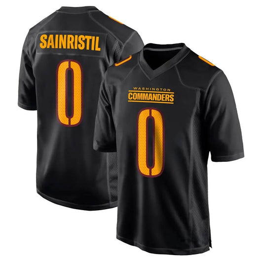 W.Commanders #0 Mike Sainristil Player Carbon Black Fashion Football Jerseys