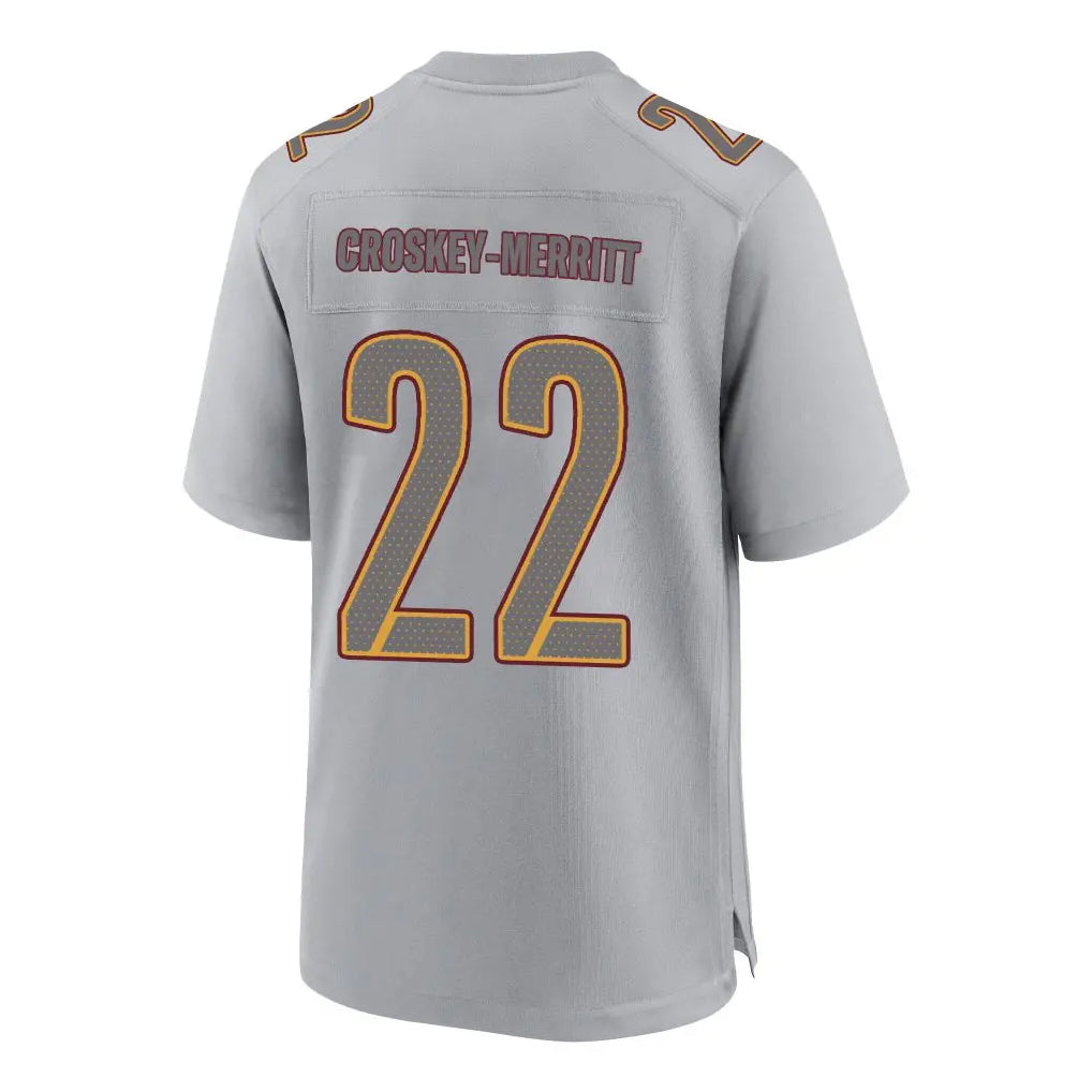 W.Commanders #22 Jacory Croskey-Merritt Player Gray Fashion Game Football Jerseys