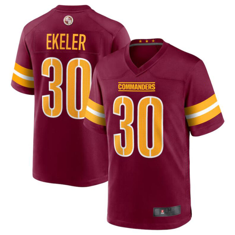 W.Commanders #30 Austin Ekeler Player Burgundy Home Game Football Jerseys