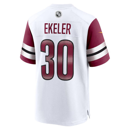W.Commanders #30 Austin Ekeler Player White Home Game Football Jerseys
