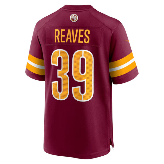 W.Commanders #39 Jeremy Reaves Player Burgundy Home Game Football Jerseys