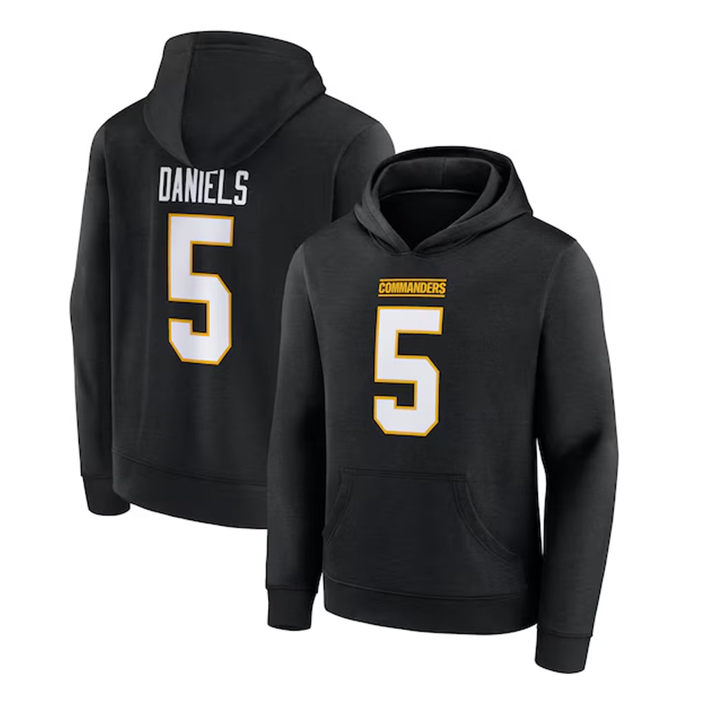 W.Commanders #5 Jayden Daniels Player Black Salute to Service Hoodies Football Jerseys