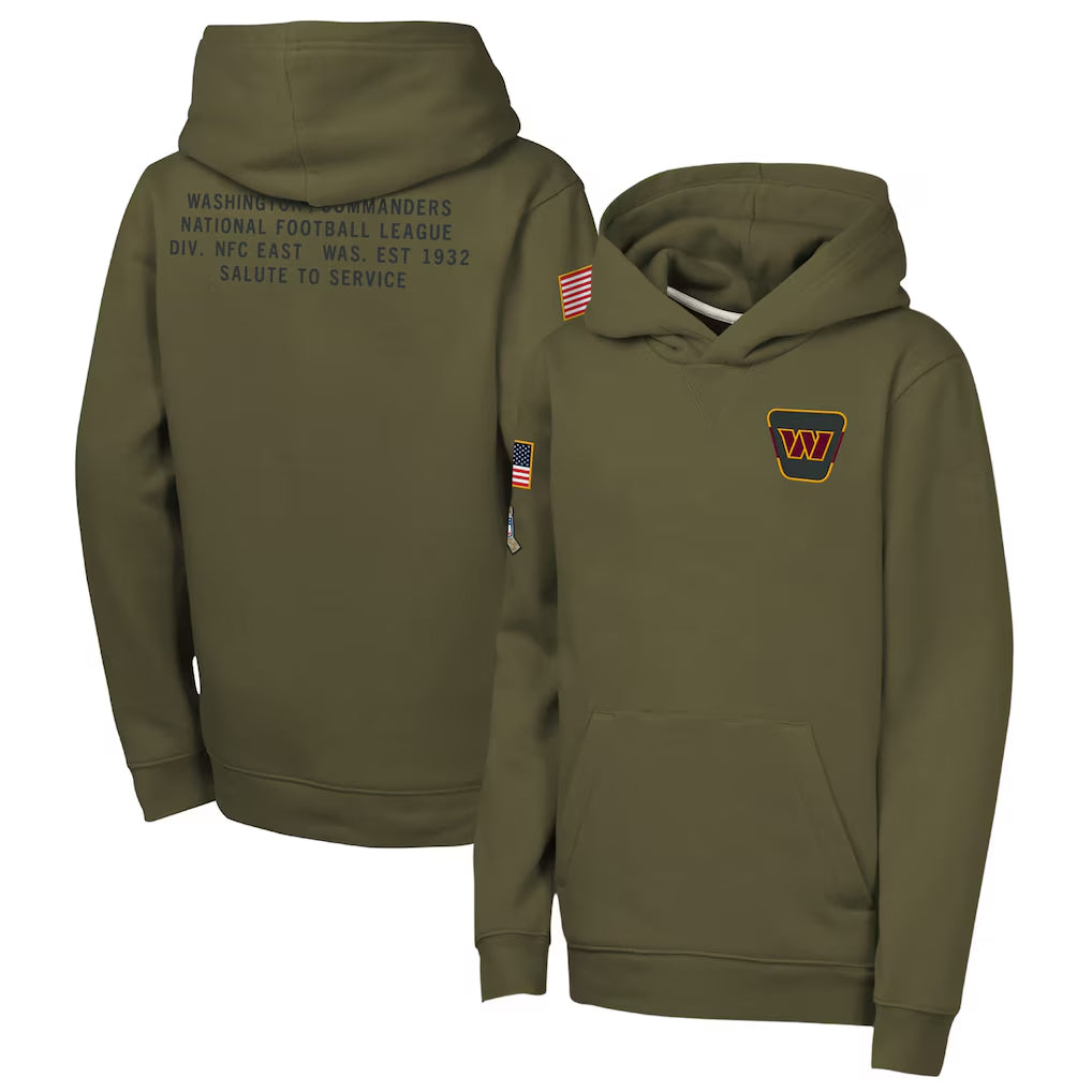 W.Commanders Player Olive Salute to Service Club Fleece Hoodie Football Jerseys