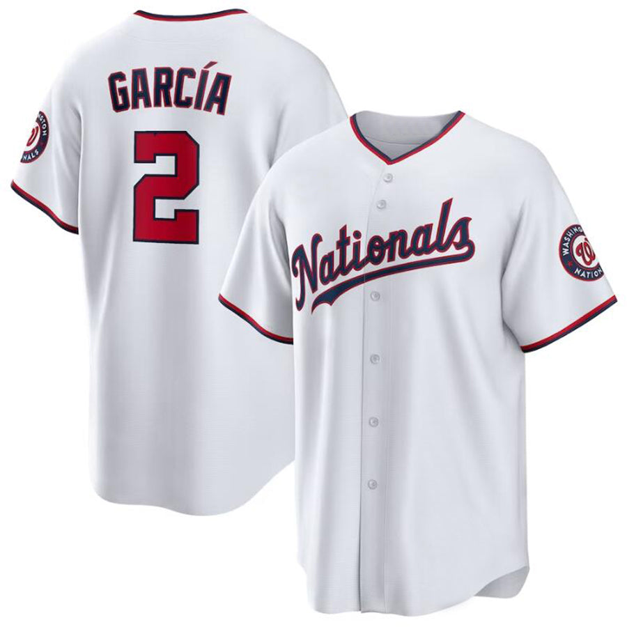 W.Nationals #2 Luis Garc¨ªa Player White Home Replica Baseball Jerseys