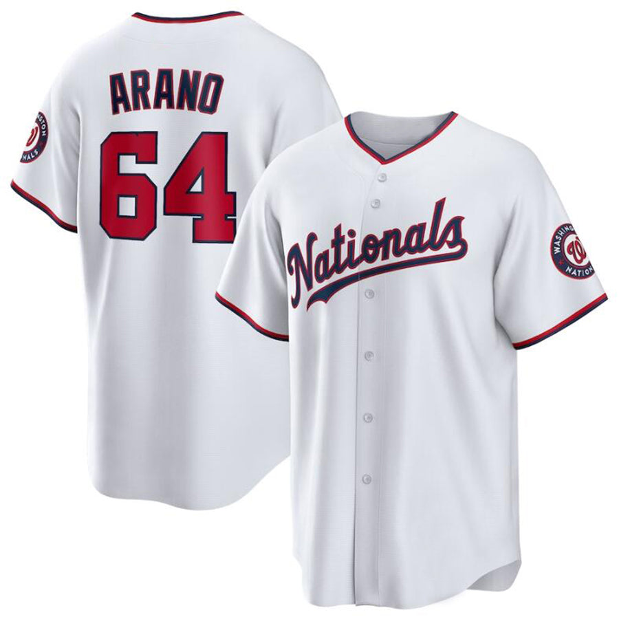 W.Nationals #64 V¨ªctor Arano Player White Home Replica Baseball Jerseys
